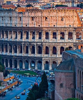 The Colosseum in Rome, an ancient amphitheater, viewed from an elevated perspective during sunset. - Olive Oil Times