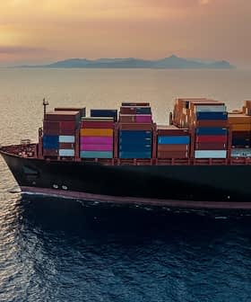 Cargo ship carrying colorful containers sailing on calm waters during sunset. - Olive Oil Times