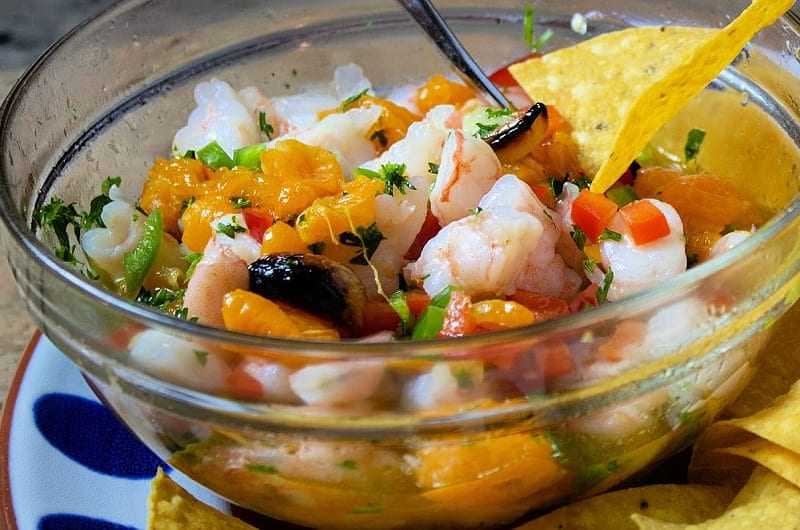 Shrimp Ceviche with Charred Tangerine and Jalapeño