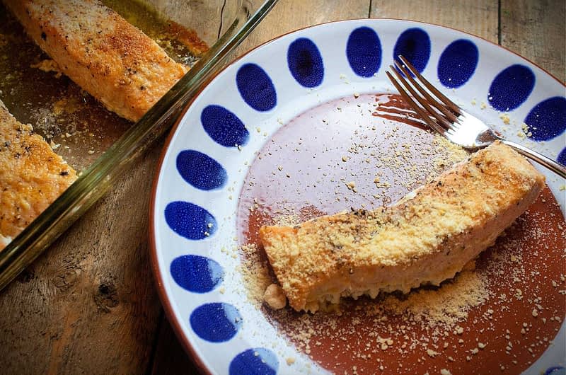 Broiled Salmon with Olive Oil and Parmesan 