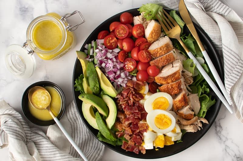 Classic Cobb Salad with Olive Oil Bleu Cheese Dressing