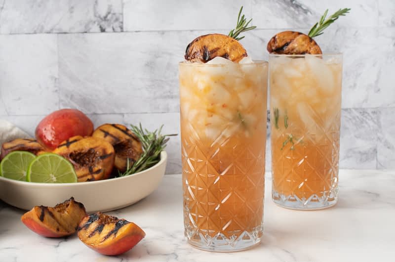 Grilled Peach Whiskey Sour 