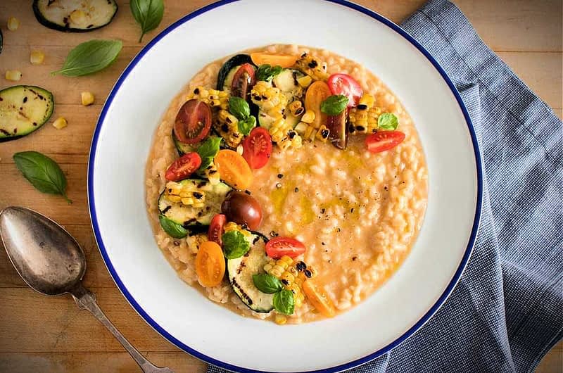 Olive Oil Risotto with Grilled Summer Vegetables