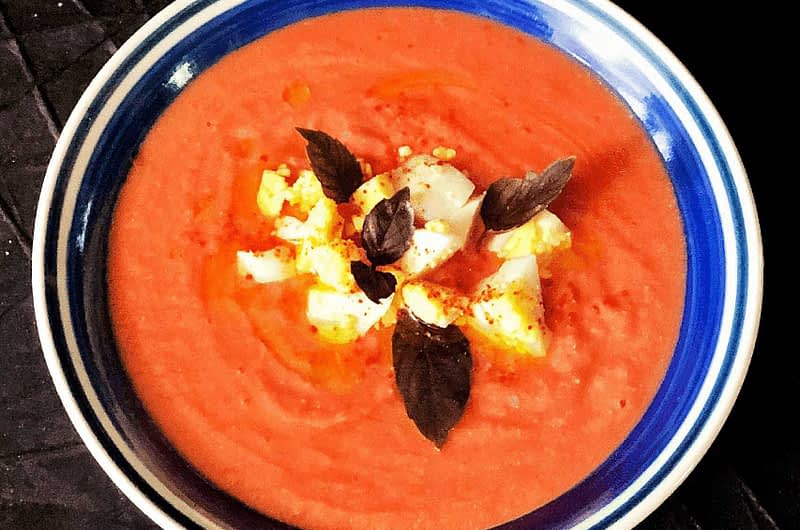 Spanish Chilled Tomato Soup with Herbed Olive Oil